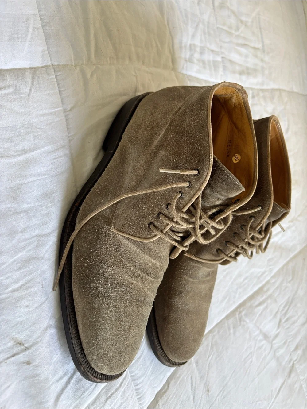Bruno Magli Men’s Beige Suede Desert Chukka Boots Size 10.5 Made in Italy